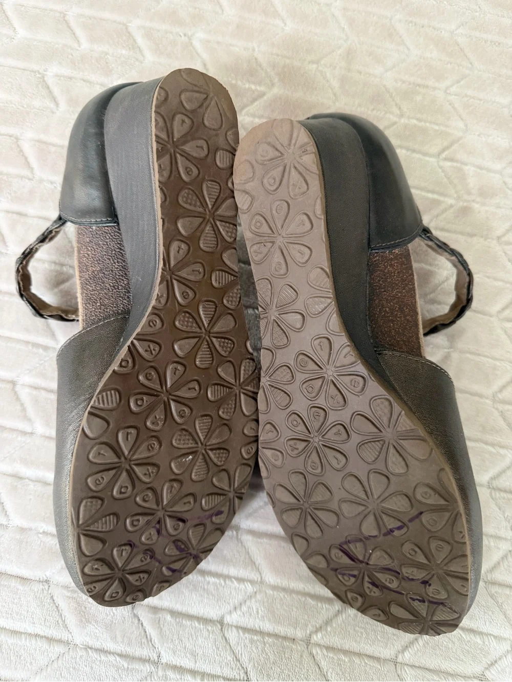 Aetrex Mia Adjustable Metallic Brown Braided Ankle-Strap Wedge Mary Janes Eu 40